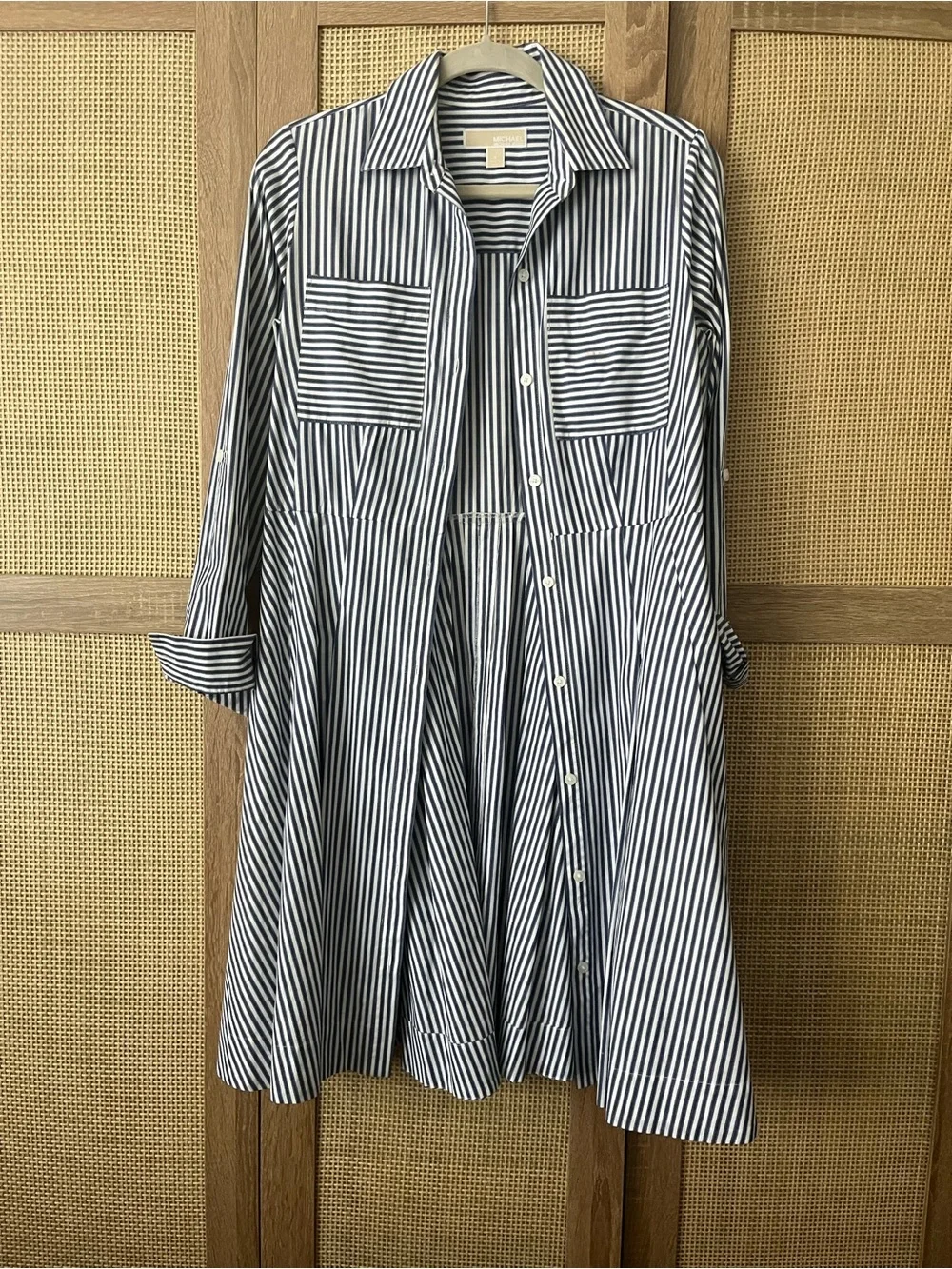 Michael Kors Navy and White Striped Shirt-Dress